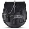 Black Leather Pin Lock Embossed