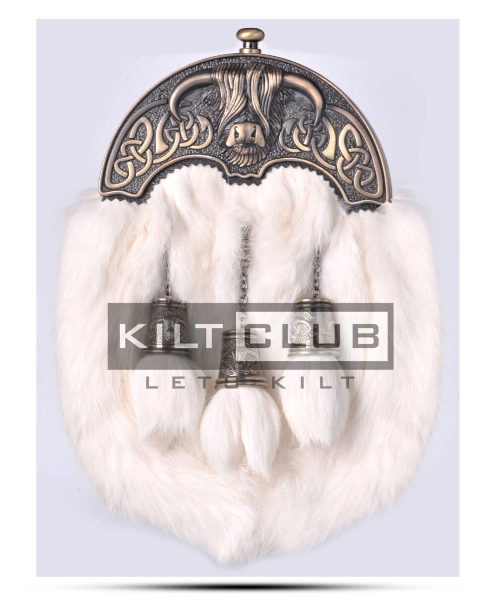Brass Highland Cow White Rabbit Sporran