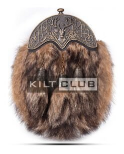 Brass Stag Head Coyote Fur Sporran