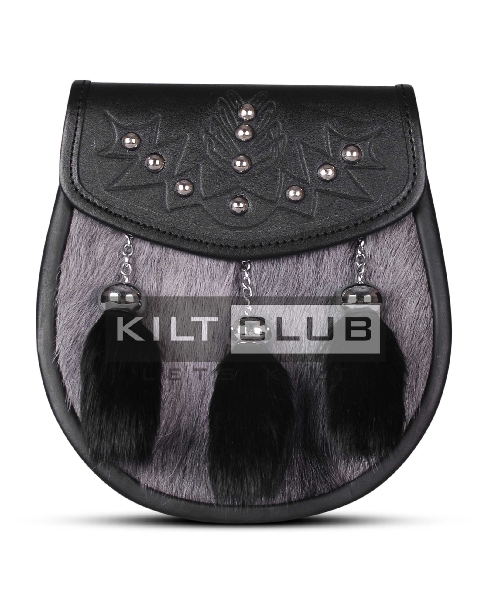 Gray Black Rabbit Fur Semi Dress Sporran