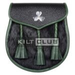 Shamrock Emblem Black Rabbit Fur Semi Dress Sporran