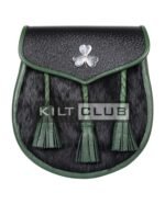 Shamrock Emblem Black Rabbit Fur Semi Dress Sporran