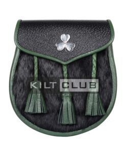 Shamrock Emblem Black Rabbit Fur Semi Dress Sporran