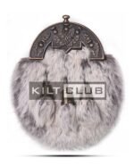 Brass Thistle Semi White Fur Sporran - Image 3