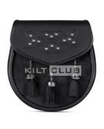 Celtic Knot Embossed Black Bovine Fur Semi Dress Sporran