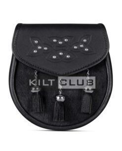 Celtic Knot Embossed Black Bovine Fur Semi Dress Sporran