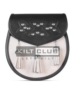 Celtic Knot Embossed White Bovine Fur Semi Dress Sporran