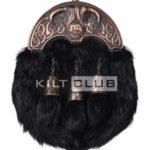 Bronze Highland Cow Black Rabbit Fur Sporran