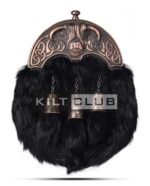 Bronze Highland Cow Black Rabbit Fur Sporran