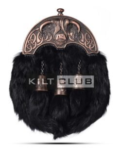 Bronze Highland Cow Black Rabbit Fur Sporran