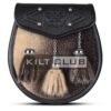 Embossed Black Leather Seal Fur Semi Dress Sporran