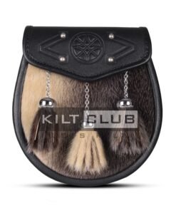 Embossed Black Leather Seal Fur Semi Dress Sporran