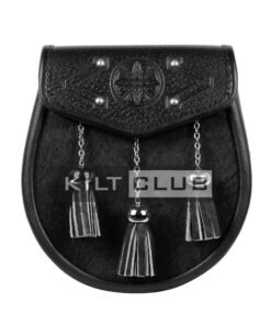 Embossed Black Leather Semi Dress Sporran