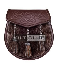 Embossed Brown Leather Seal Fur Semi Dress Sporran