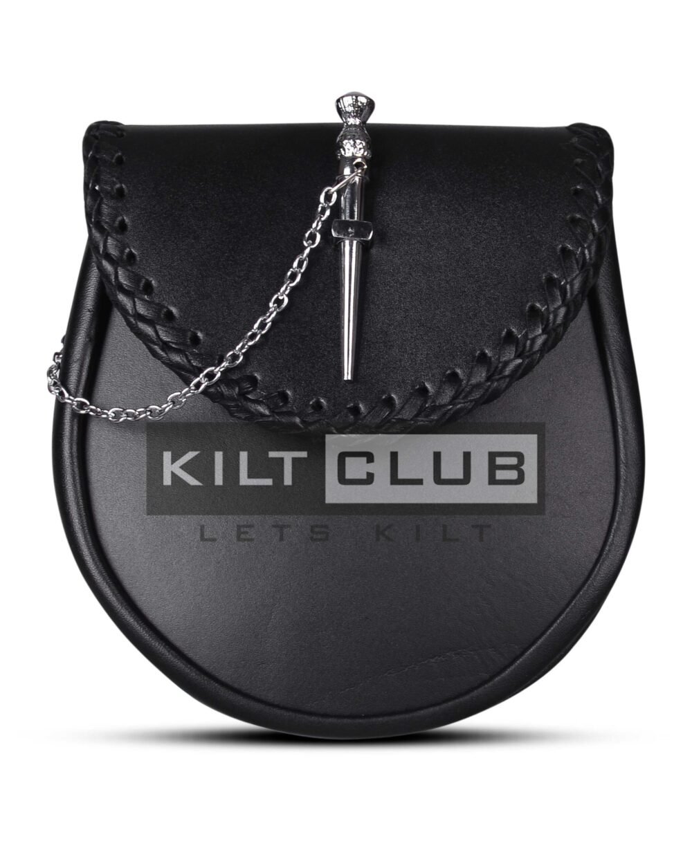 Black Leather Pin Lock Plain Day Sporran