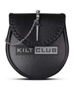 Black Leather Pin Lock Plain Day Sporran