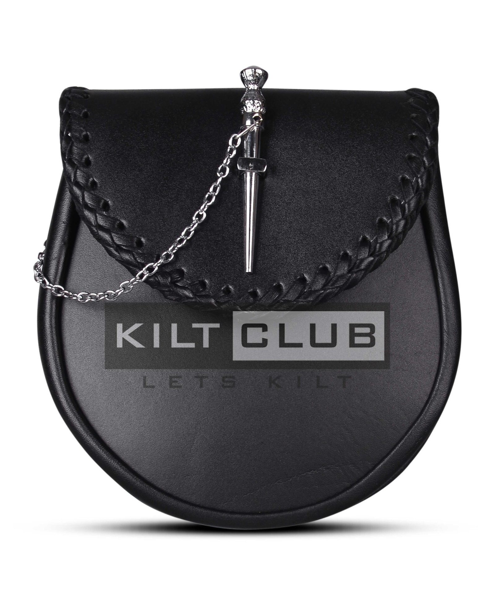 Black Leather Pin Lock Plain Day Sporran