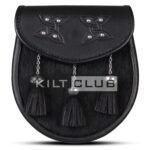 Celtic Knots Black leather Black Bovine Fur Semi Dress Sporran