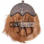 Bronze Stag Head Red Fox Fur Sporran