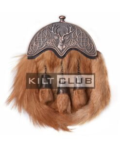 Bronze Stag Head Red Fox Fur Sporran