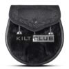 Black Leather Black Rabbit Fur Semi Dress Sporran