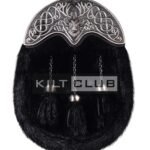 Nickle Brushed Stag Head Black Seal Fur Full Dress Sporran