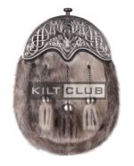 Nickle Brushed Stag Head Seal Fur Full Dress Sporran