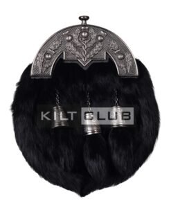 Nickle Brushed Thistle Black Rabbit Fur Full Dress Sporran