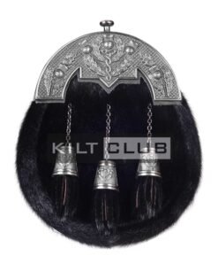 Nickle Brushed Thistle Black Seal Fur Full Dress Sporran