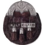 Nickle Brushed Thistle Brown Seal Fur Full Dress Sporran