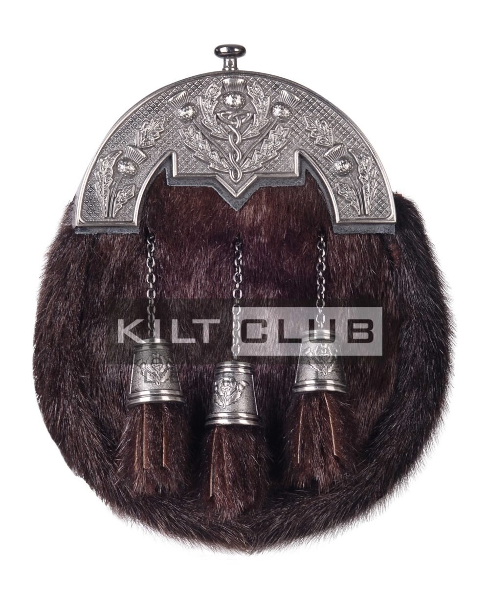 Nickle Brushed Thistle Brown Seal Fur Full Dress Sporran
