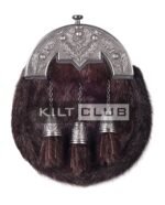Nickle Brushed Thistle Brown Seal Fur Full Dress Sporran