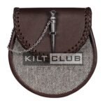 Brown Leather and Gray Tweed Sporran