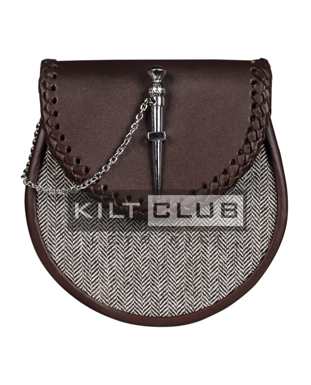 Brown Leather and Gray Tweed Sporran