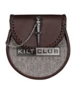 Brown Leather and Gray Tweed Sporran