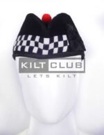 Black Wool - Dark Blue & White Diced Glengarry Hat