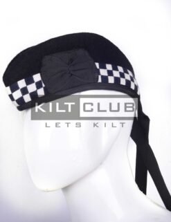 Alternative view of Black Wool - Dark Blue & White Diced Glengarry Hat