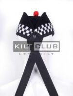 Black Wool - Dark Blue & White Diced Glengarry Hat - Image 3