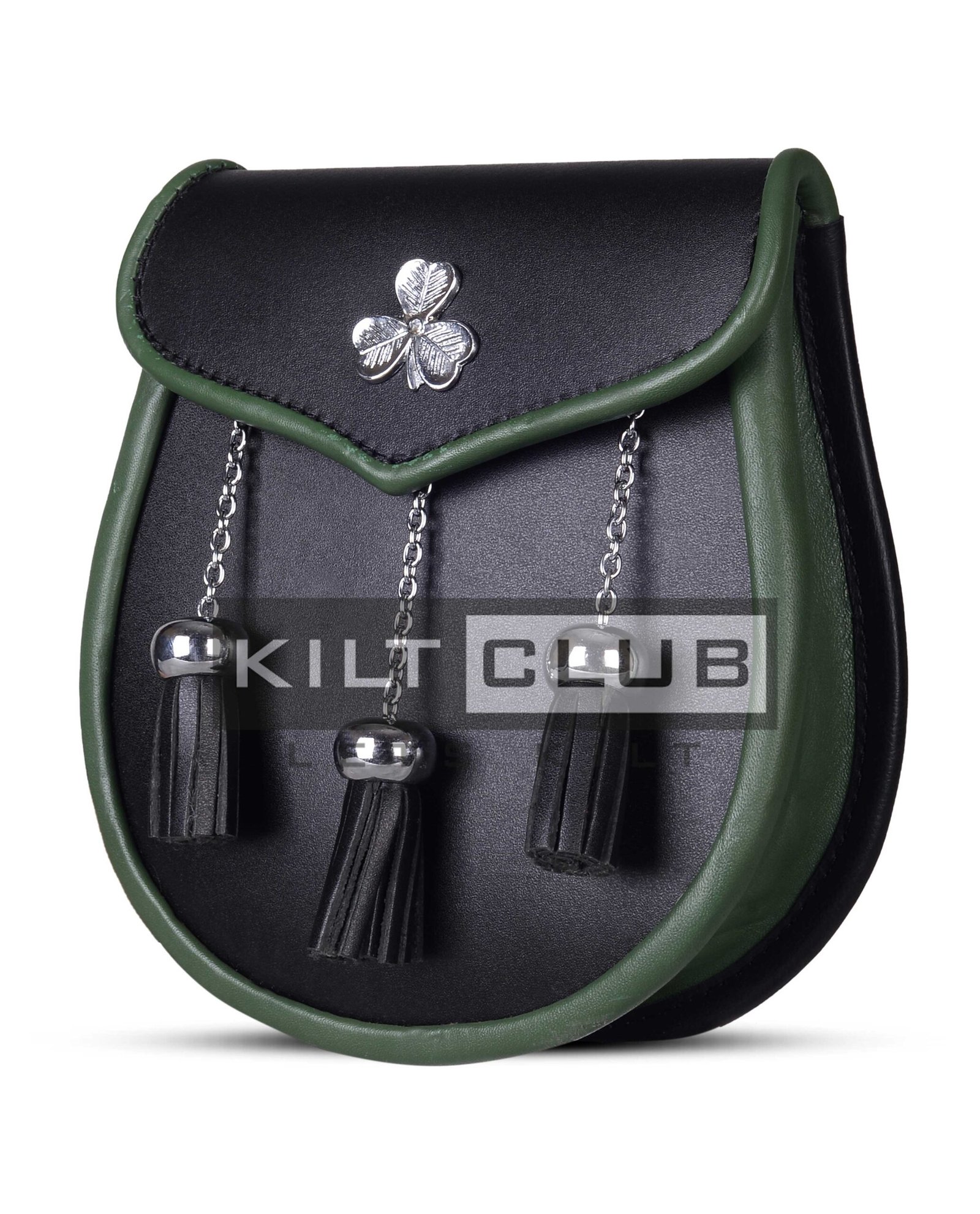 Shamrock Emblem Black Leather Day Sporran - Image 3