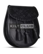 Black Leather Embossed Day Sporran - Image 4