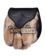 Coyote Fur Black Leather Sporran Bumble Bee Flap - Image 2