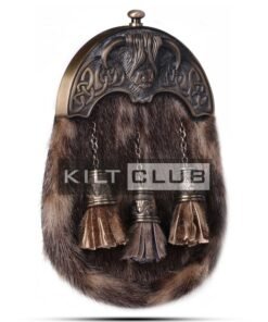 Alternative view of Brass Highland Cow Seal Fur Sporran