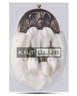 Alternative view of Brass Highland Cow White Rabbit Sporran