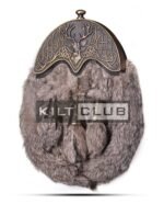 Brass Stag Head Brown Rabbit Fur Sporran - Image 4