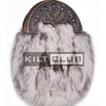 Brass Thistle Semi White Fur Sporran