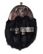 Bronze Highland Cow Black Rabbit Fur Sporran - Image 4
