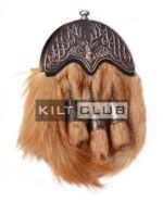 Bronze Stag Head Red Fox Fur Sporran - Image 4