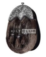 Full Dress Dark Seal Fur Silver Stag Head Sporran - Image 2