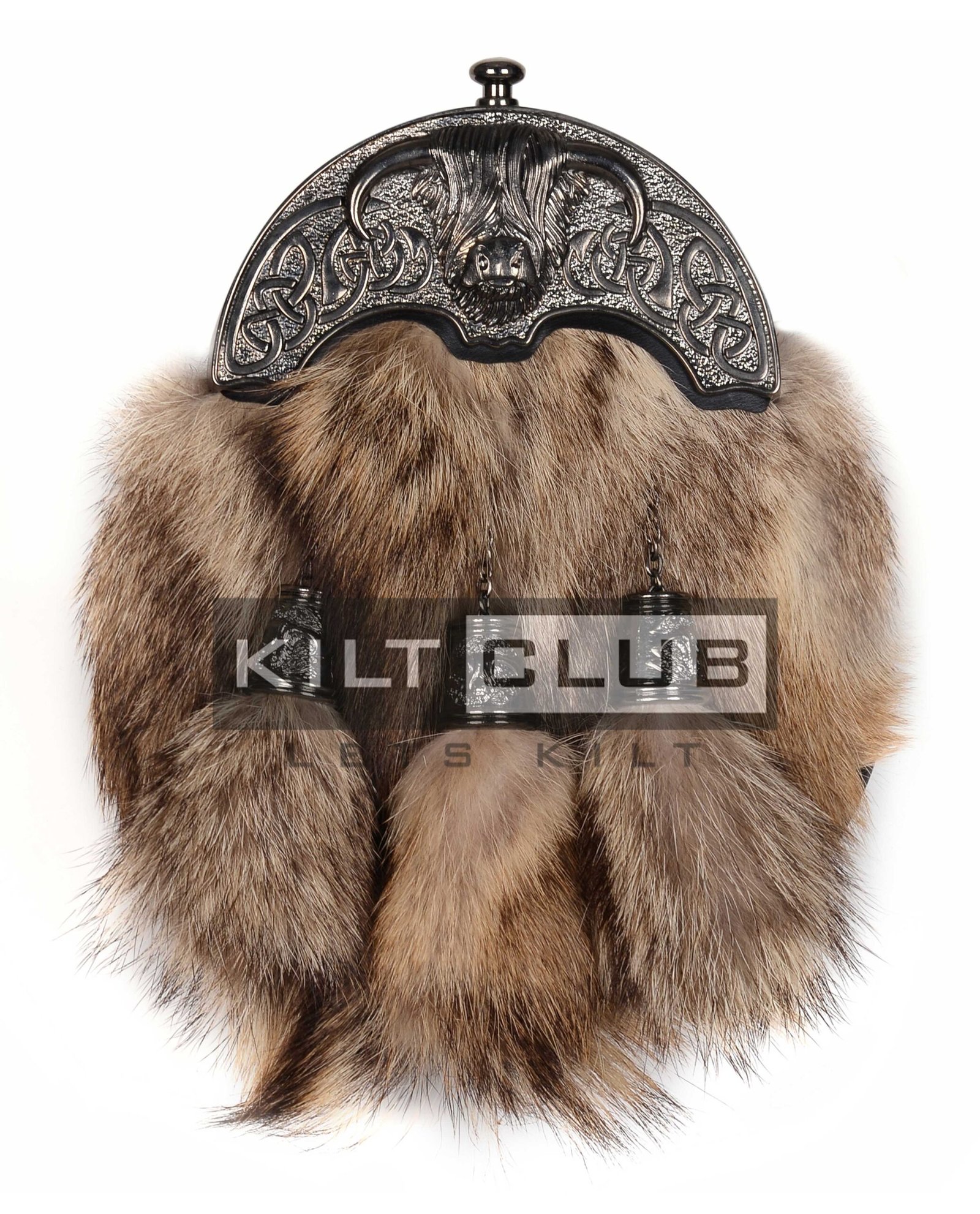 Nickle Brushed Highland Cow Coyote Fur Full Dress Sporran