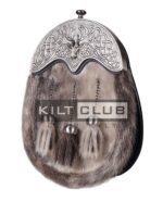 Nickle Brushed Stag Head Seal Fur Full Dress Sporran - Image 2